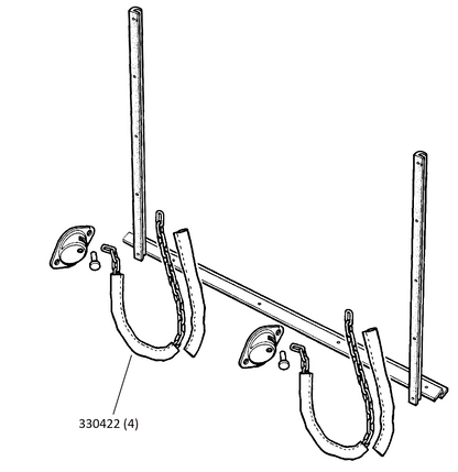 Cover for tailgate chain, black vinyl.